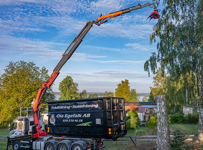 Ola Egefalk trädfällning lastbil